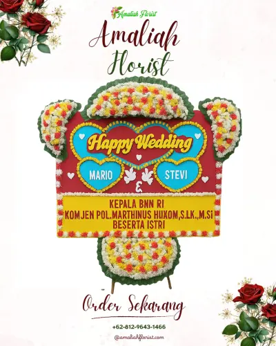 Karangan Papan Bunga Pernikahan di Linggajaya